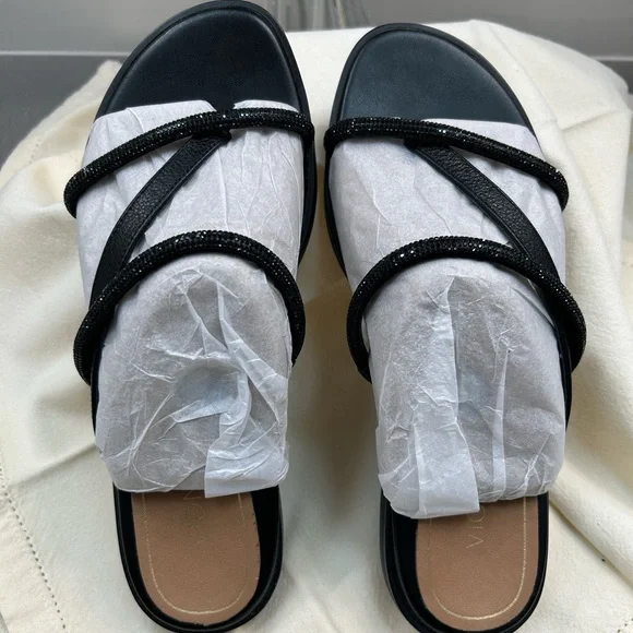 Vionic PRISM black sparkly leather sandals Sz 7 - Picture 8 of 9